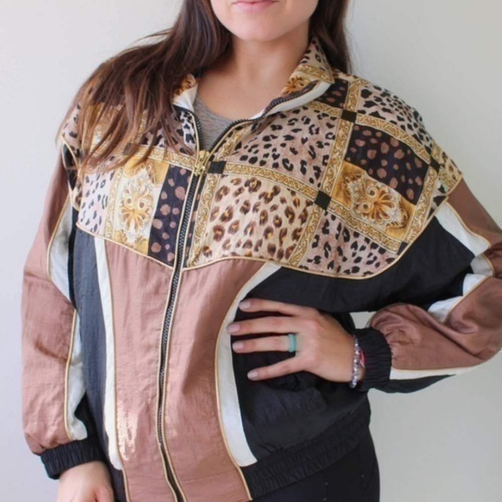 Vintage Rare 80’s Active Frontier Animal Print Jacket Size LP